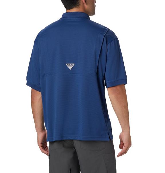 Columbia PFG Perfect Cast Polo Blue For Men's NZ98134 New Zealand